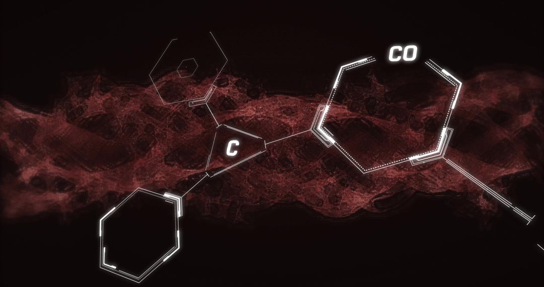Abstract DNA Strand and Molecular Structure on Black Background