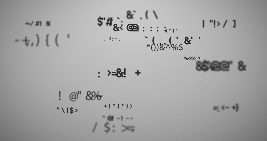 Dynamic Floating Symbols on Digital Grey Background