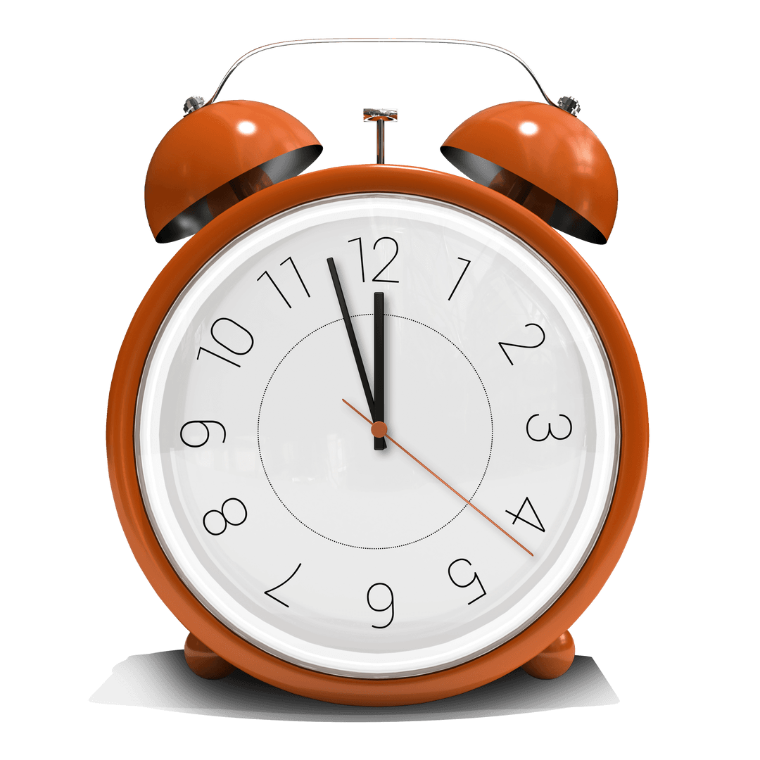 Transparent Twin Bell Orange Alarm Clock Striking Midnight