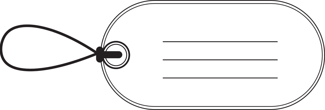 Simple white name tag with copy space on transparent background