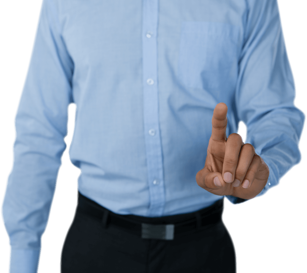 Businessman Hand Pointing on Transparent Surface for Technology Concept