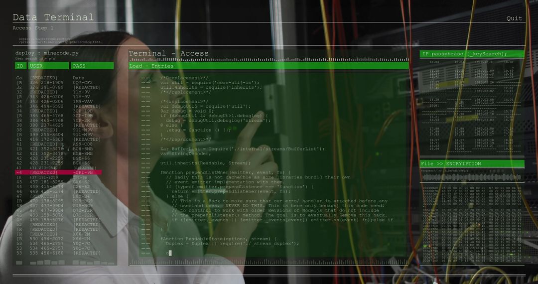 Cybersecurity Technician Analyzing Server Data-Handheld Guidance