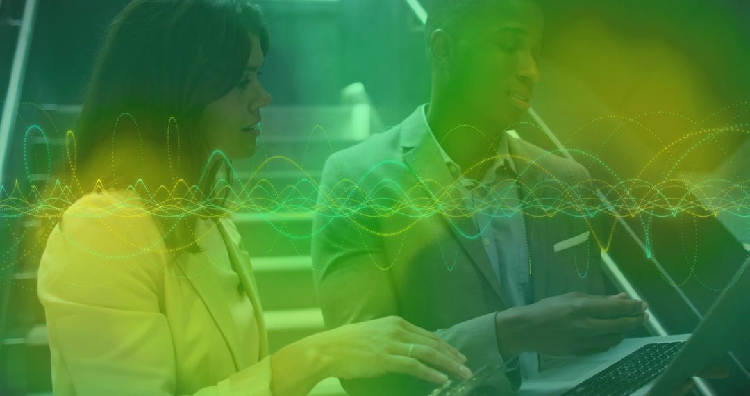 Business Team Collaborating with Innovative Technology Concepts