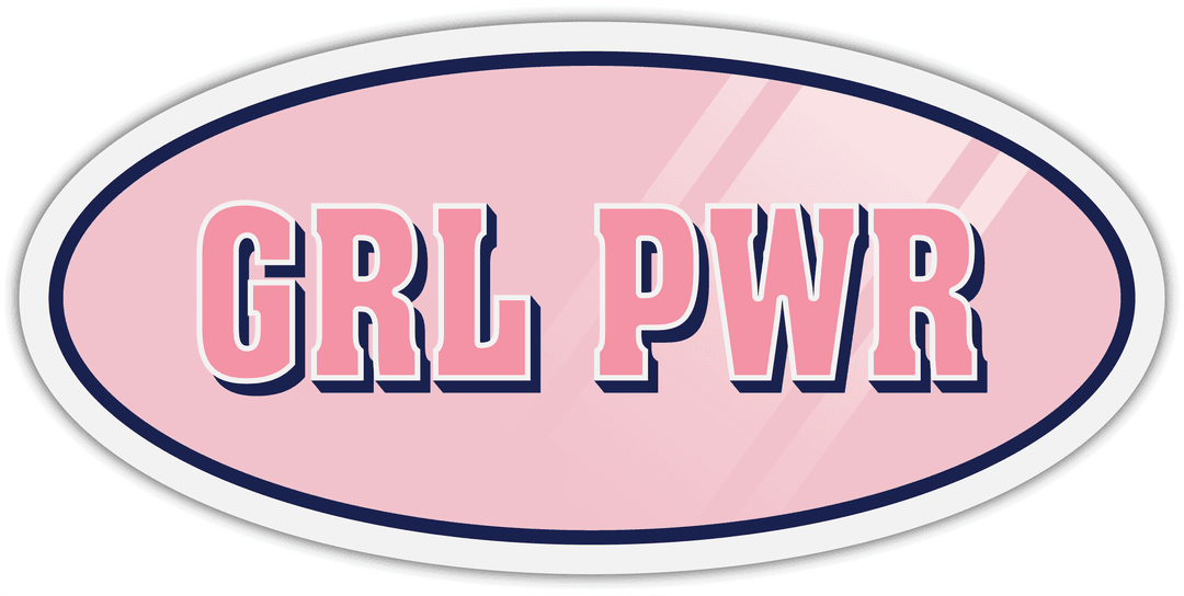 Pink Tag Label with GRL PWR Text on Transparent Background