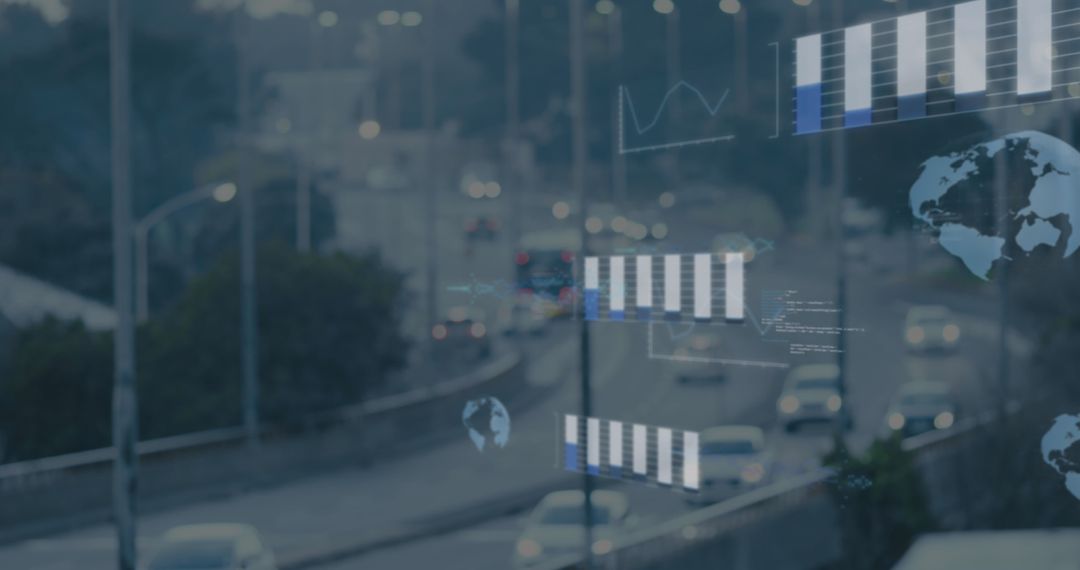 Digital Overlay of Data Visualizations on Busy Highway Traffic