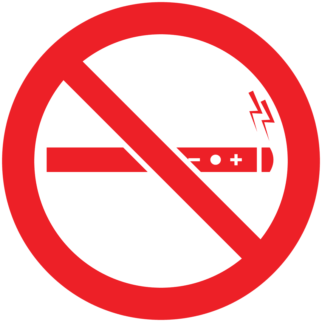 Transparent No Vaping Sign on Red Circle Background