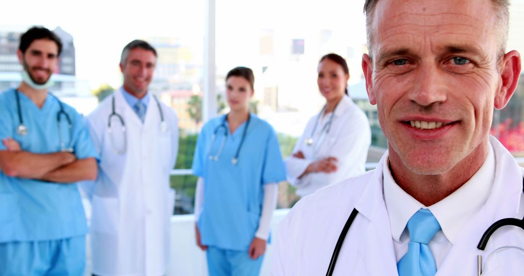 Diverse Medical Team Smiling and Posing Together in Hospital - Free Images, Stock Photos and Pictures on Pikwizard.com