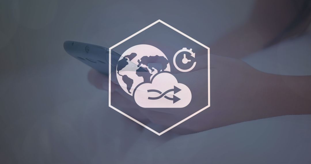 Global Network Connections and Data Processing Icons