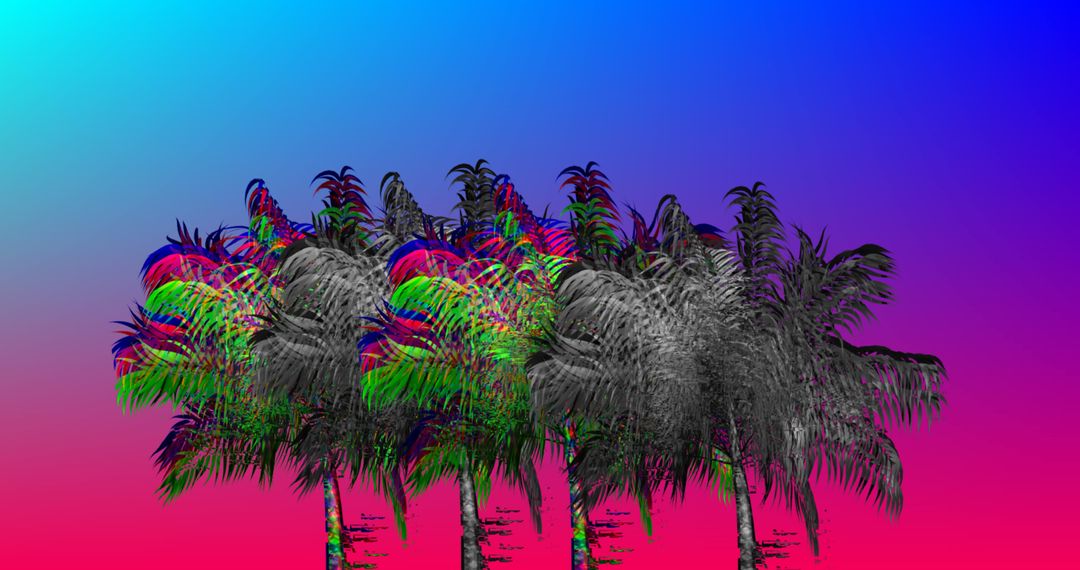 Futuristic Palm Trees with Neon Gradient Background