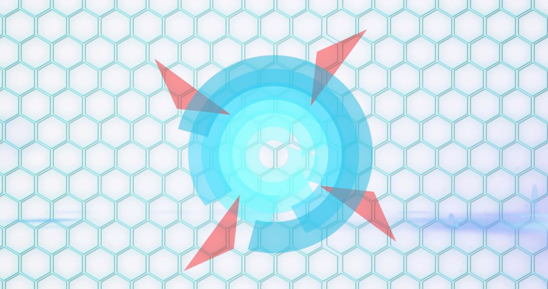 Abstract Digital Interface with Spinning Shapes and Grid Background