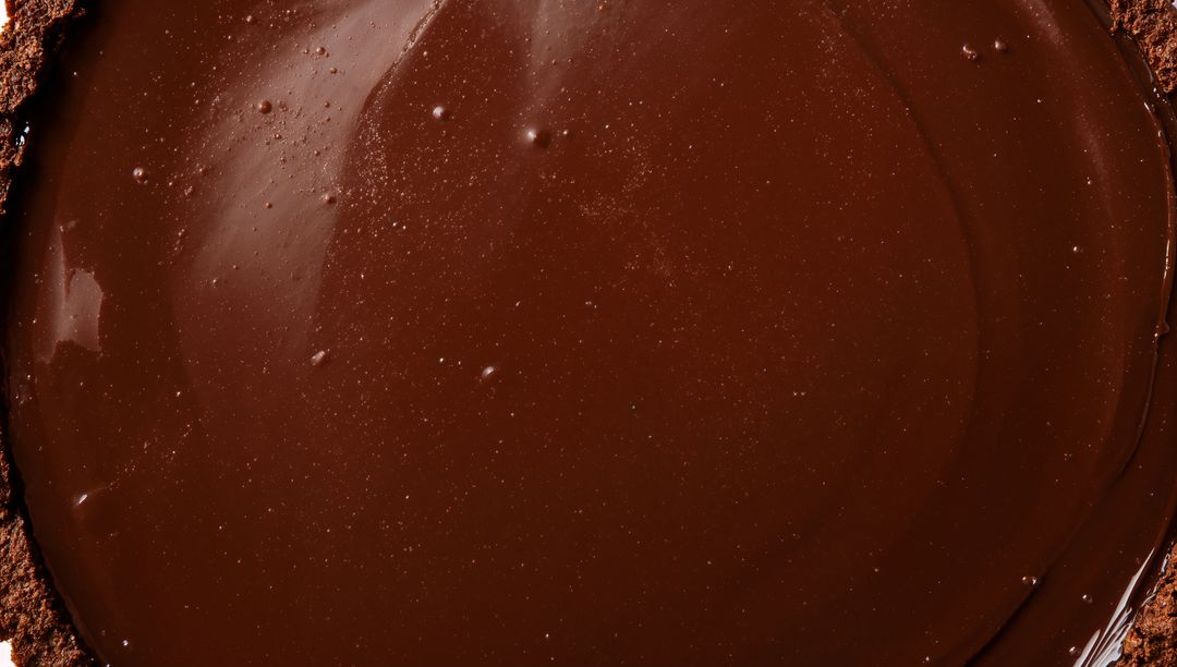 Glossy Dark Chocolate Ganache Tart Closeup with Crumbly Cocoa Crust, Studio Macro Food