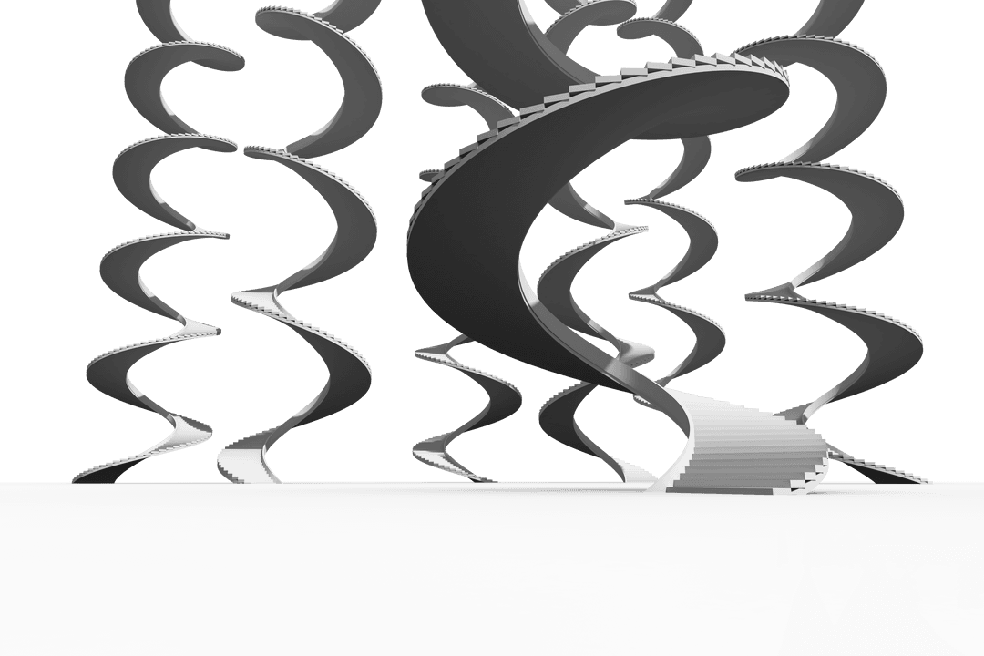 Twisted Staircases on Transparent Background Creative Abstract Design