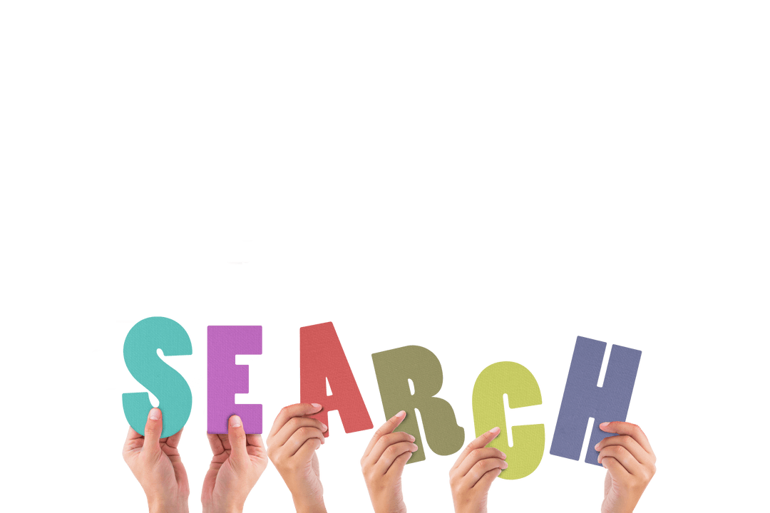 Hands Holding Search Text on Transparent Background Illustration