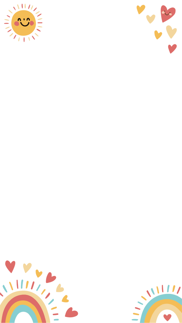 Vibrant Transparent Canvas with Smiling Sun and Rainbow Frames