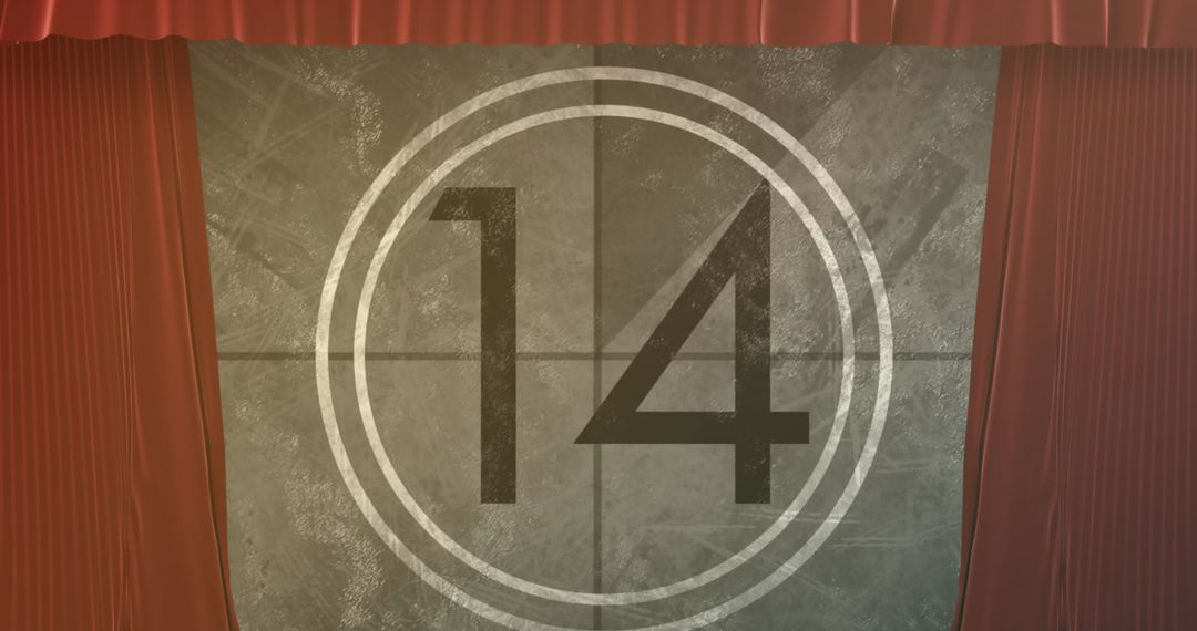 Red Curtain Theatre Countdown Timer With Number Fourteen - Free Images, Stock Photos and Pictures on Pikwizard.com