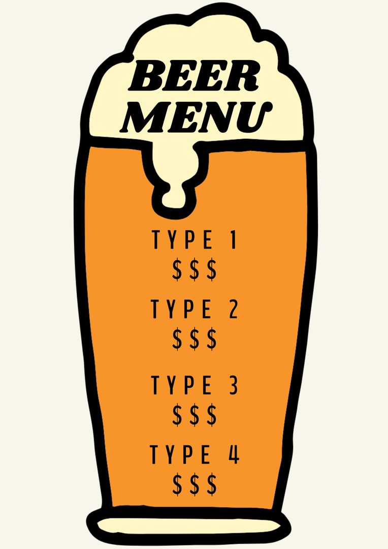 Beer Menu Template with Mug Graphic for Pubs and Events - Download Free Stock Templates Pikwizard.com