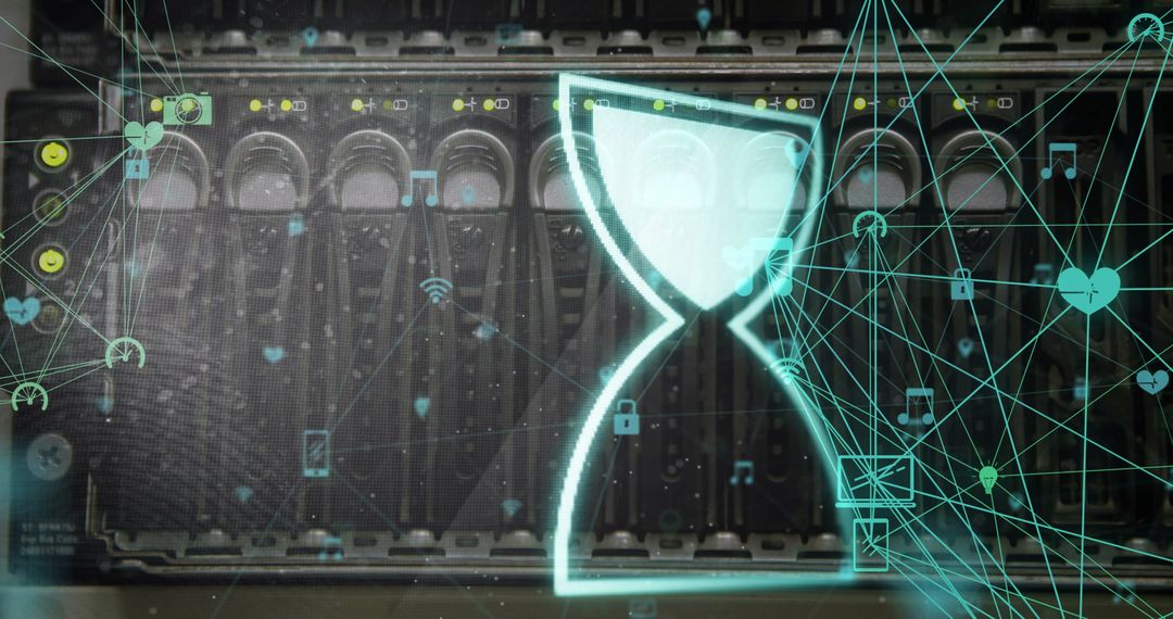 Digital Hourglass Representing Data Processing and Connectivity - Free Images, Stock Photos and Pictures on Pikwizard.com