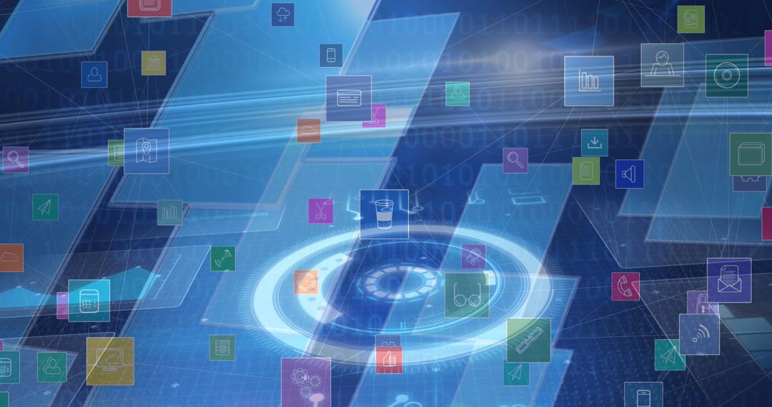 Futuristic Data Visualization with Digital Interface and Icons