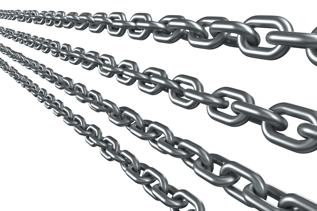 Transparent 3D Perspective of Metal Chains Illustration