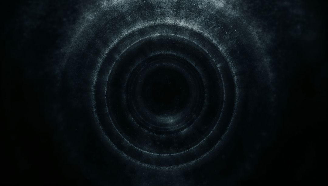 Spinning Concentric Rings Forming Core Vortex in Dark Nebula Void with Radiant Edges