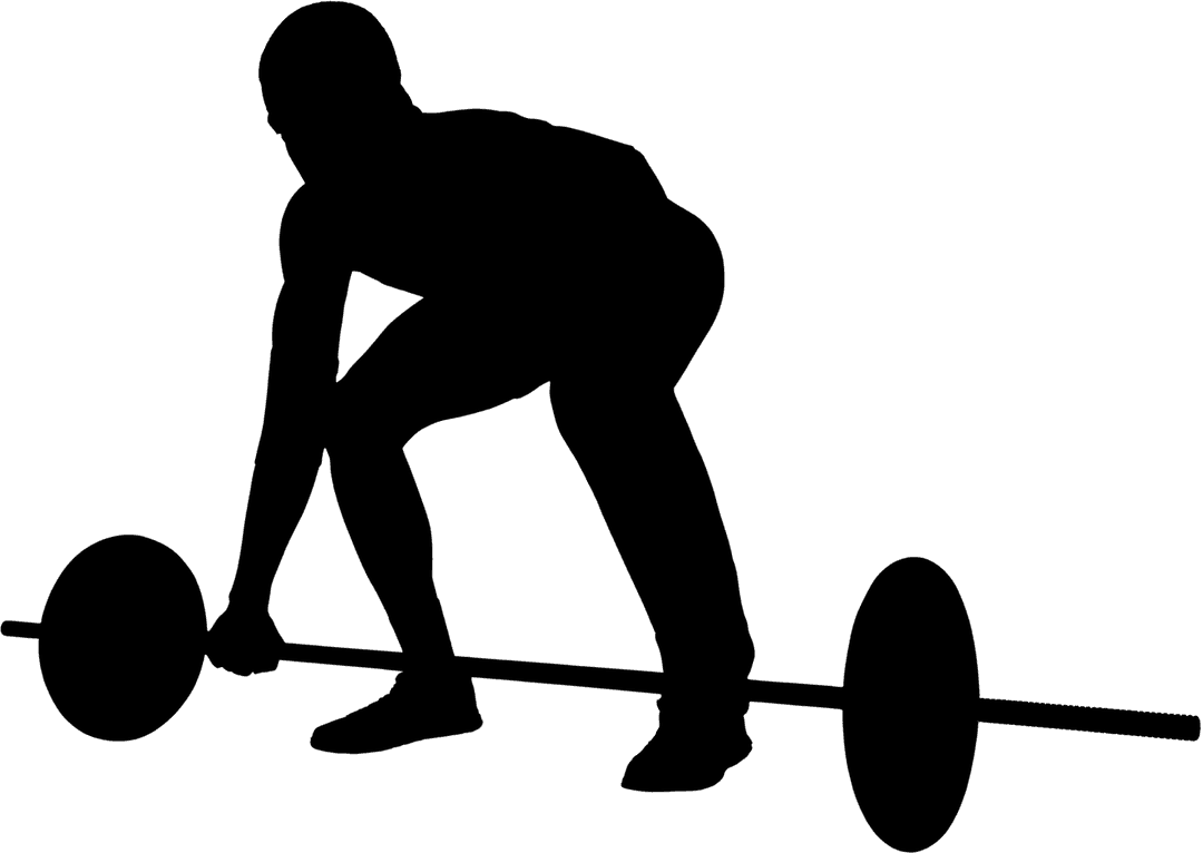 Silhouette of Sportsman Lifting Weight on Transparent Background
