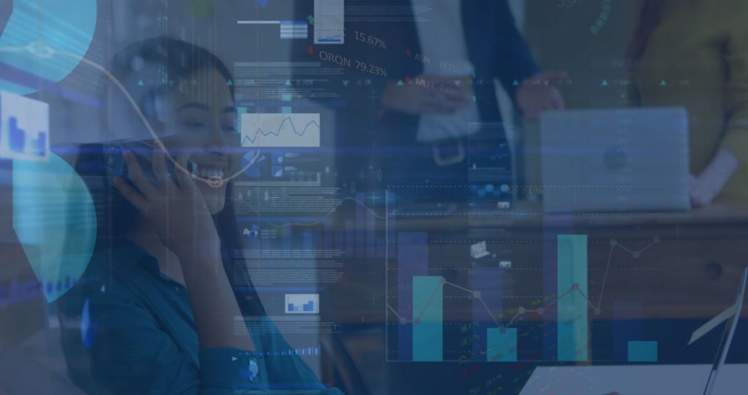 Businesswoman Communicating Innovation Gracefully Integrating Data Technology