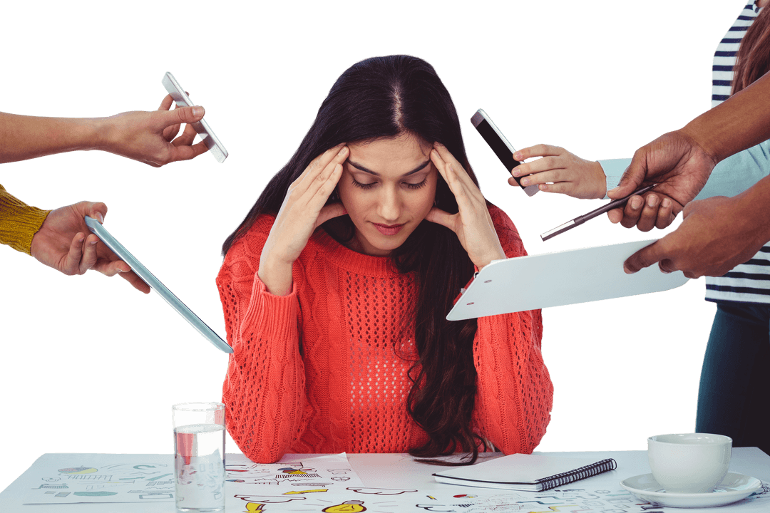 Overwhelmed Creative Professional Surrounded by Tasks