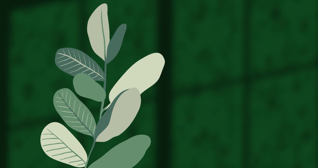 Minimalist Leaf Illustration with Shadow Pattern Background