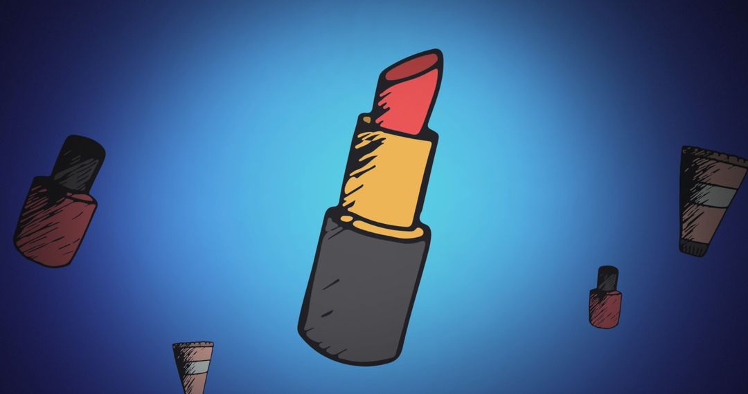 Digitally Generated Lipstick Pattern on Blue Background