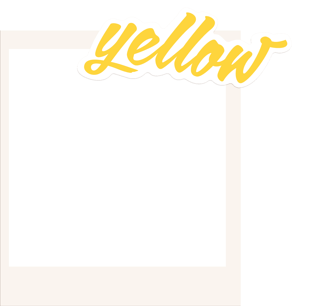 Minimalist Instant Film Frame With Yellow Cursive Text Transparent Background