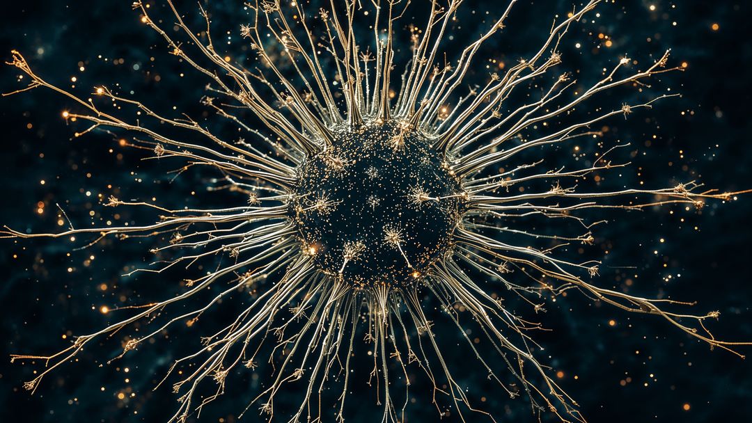 Radiating Abstract Sphere with Golden Filaments in Cosmic Space