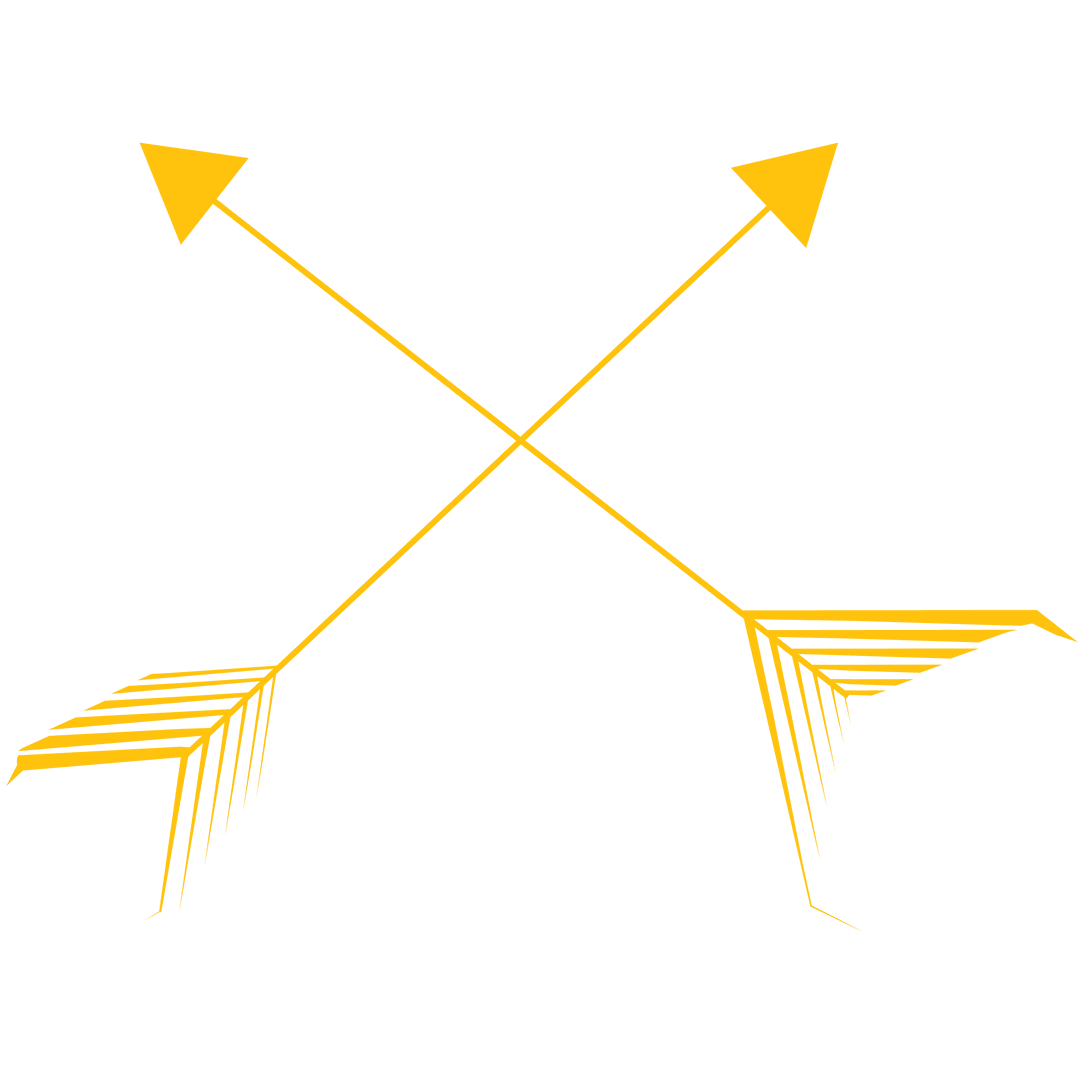 Yellow Crossed Arrows on Transparent Background Ideal for Symbols