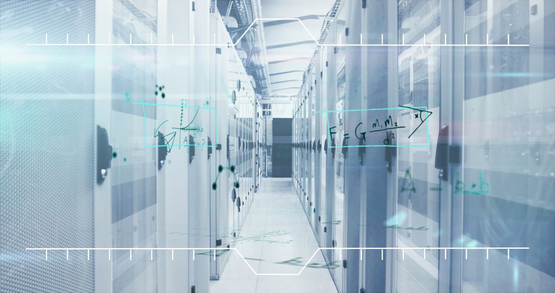 Technology Innovation Concept with Mathematical Equations on Server Network