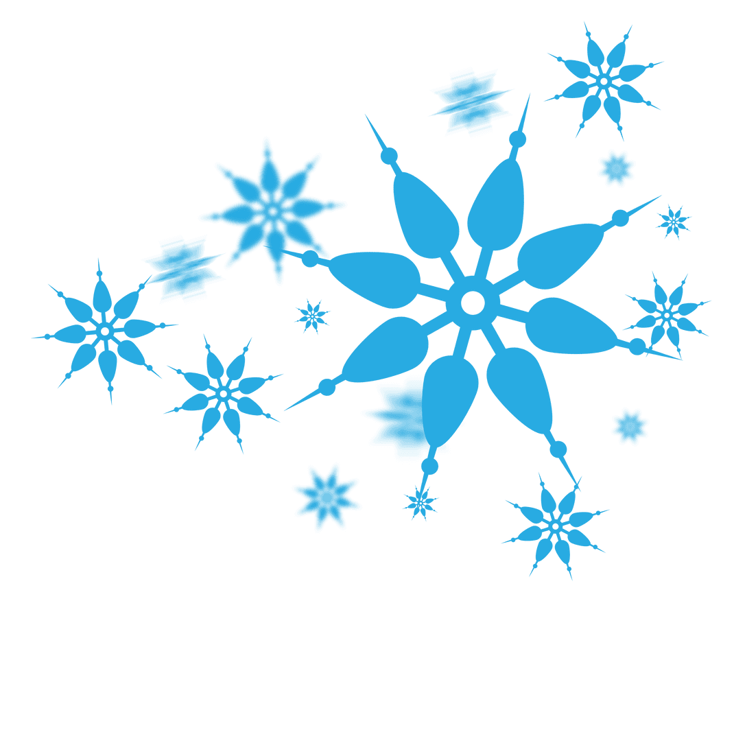 Blue Snowflakes on Transparent Background Winter Illustration
