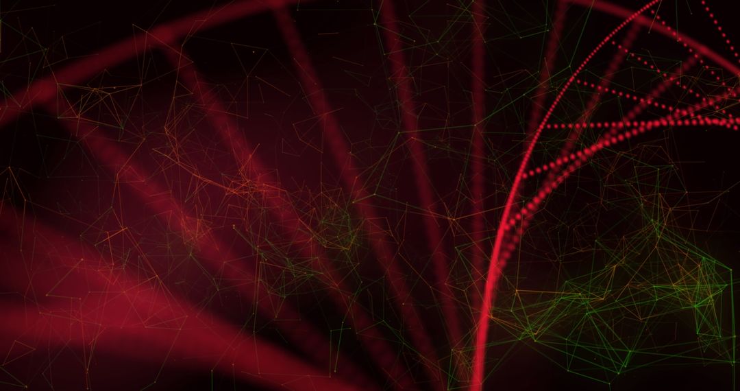 Abstract Glowing DNA Strand with Network Grid Lines