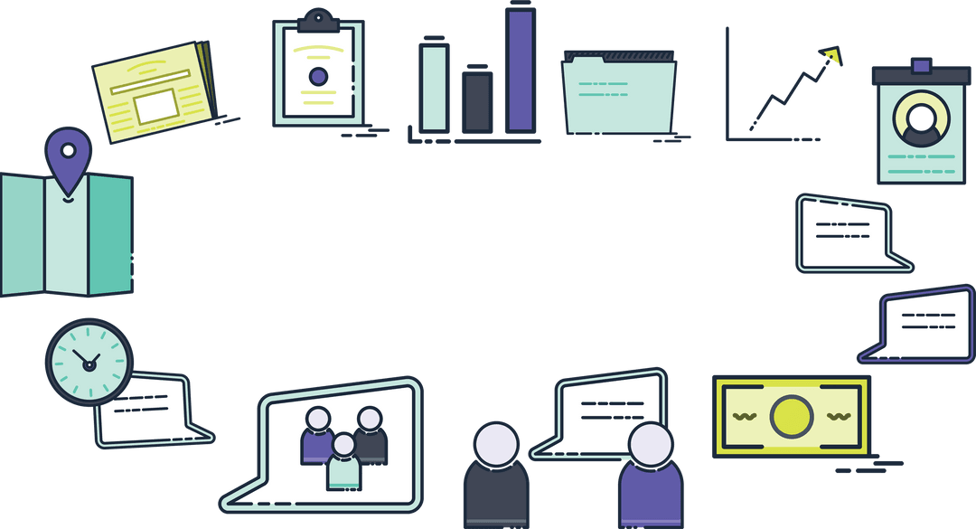Transparent Office Business Icons with Copy Space Illustration