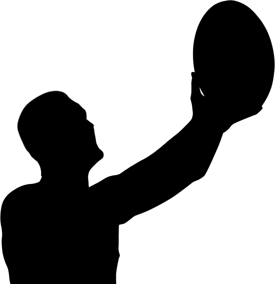 Silhouette of Male Rugby Player Carrying Ball Transparent Background