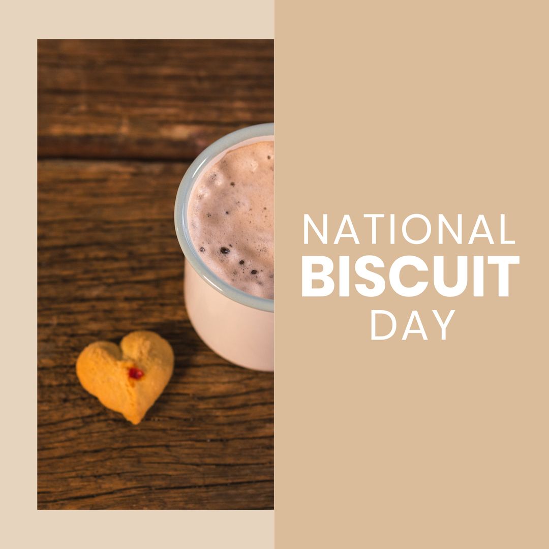 National Biscuit Day Celebration with Cup and Heart-shaped Biscuit
