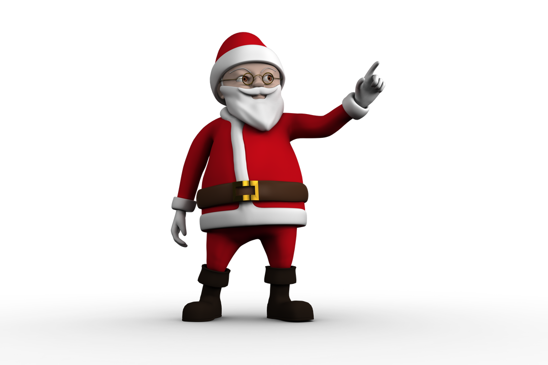 Transparent Background Cartoon Santa Claus Pointing Upwards - Download Free Stock Images Pikwizard.com