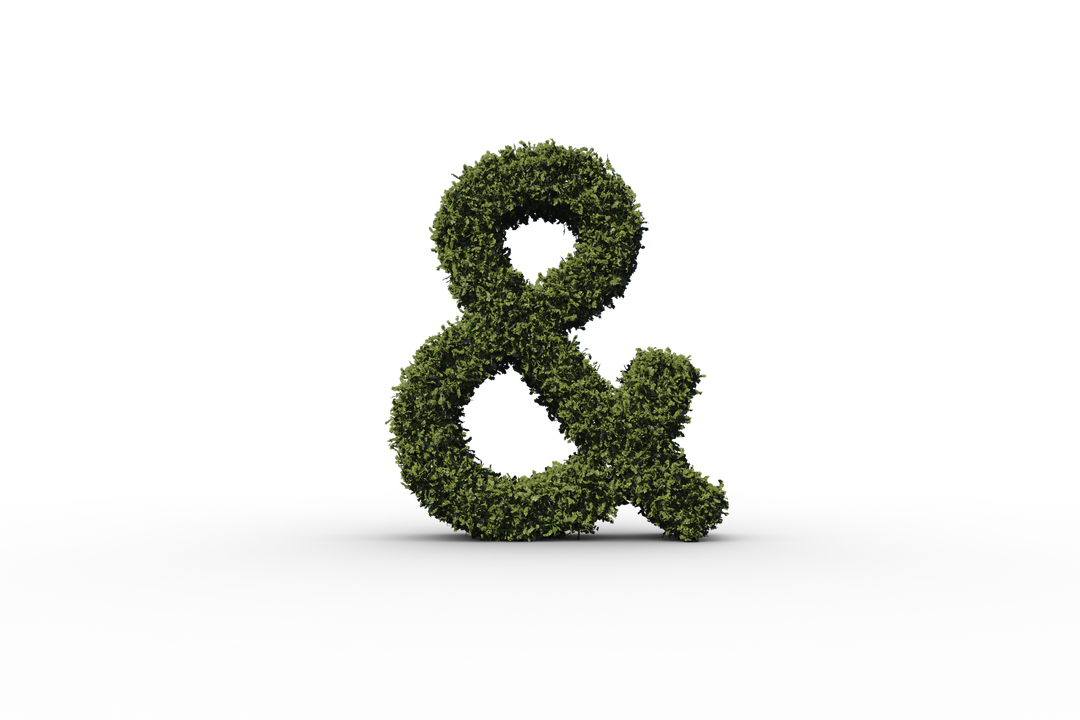 Ampersand symbol covered in green foliage on transparent background - Download Free Stock Images Pikwizard.com