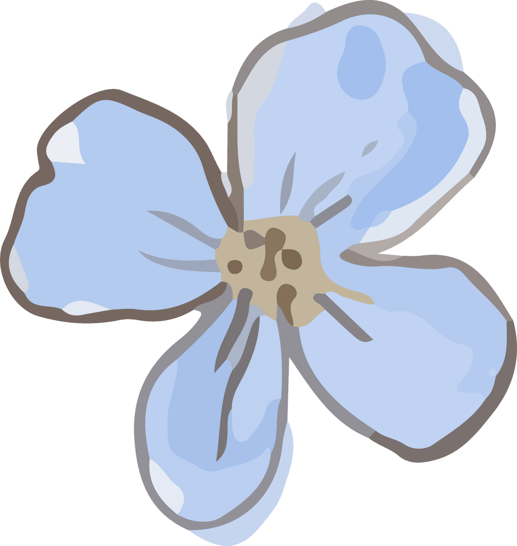 Minimalist Light Blue Vector Flower on Transparent Background