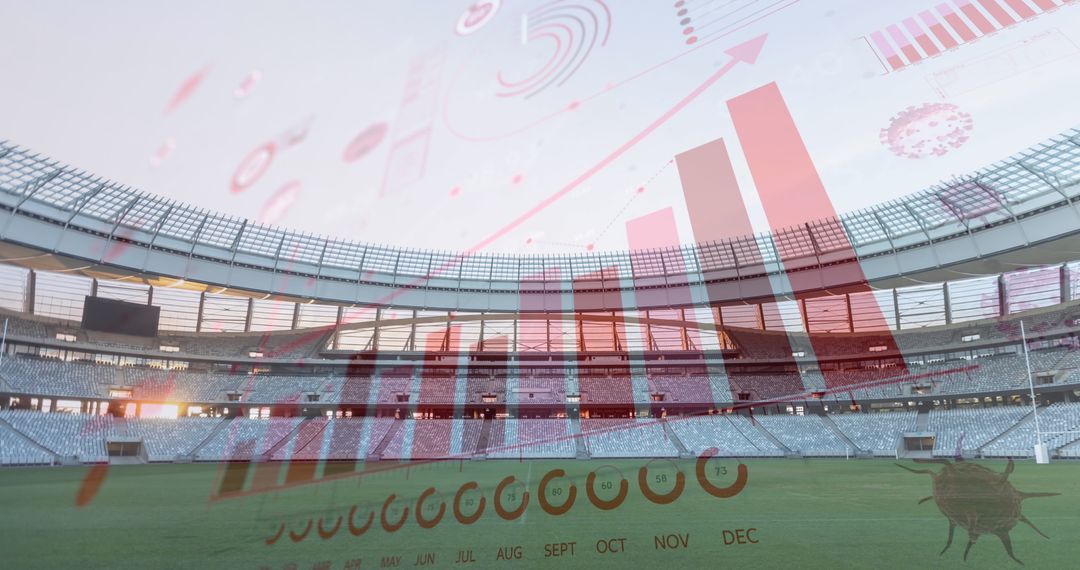 Digital Financial Analytics Overlay on Empty Stadium