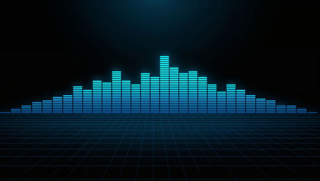 Futuristic Digital Equalizer with Neon Grid Background