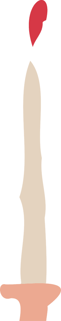 Minimalist Stylized Lit Candle with Red Flame on Transparent Background