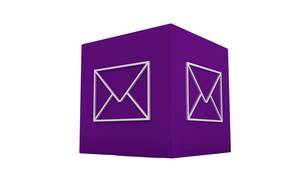 Transparent Digital Cube with Envelope Symbol for Communication