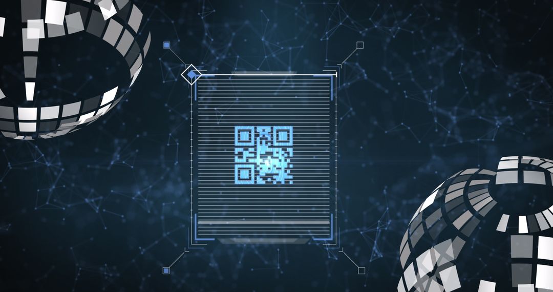 Futuristic QR Code with Digital Network Background