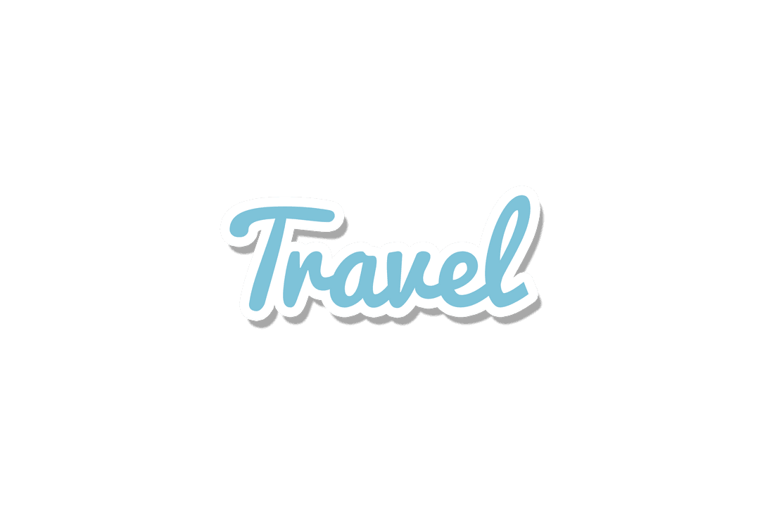 Blue Travel Text on Transparent Background for Adventure Themes