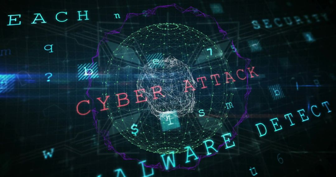 Abstract Cybersecurity Threat Graphic with Malware Alert