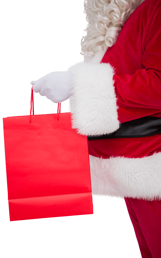 Santa Claus Holding Red Shopping Bag Transparent PNG