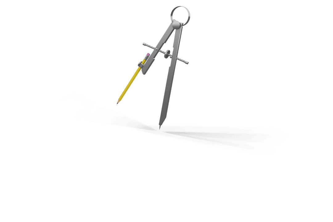 Precision Drawing Compass on Transparent Background for Design Use